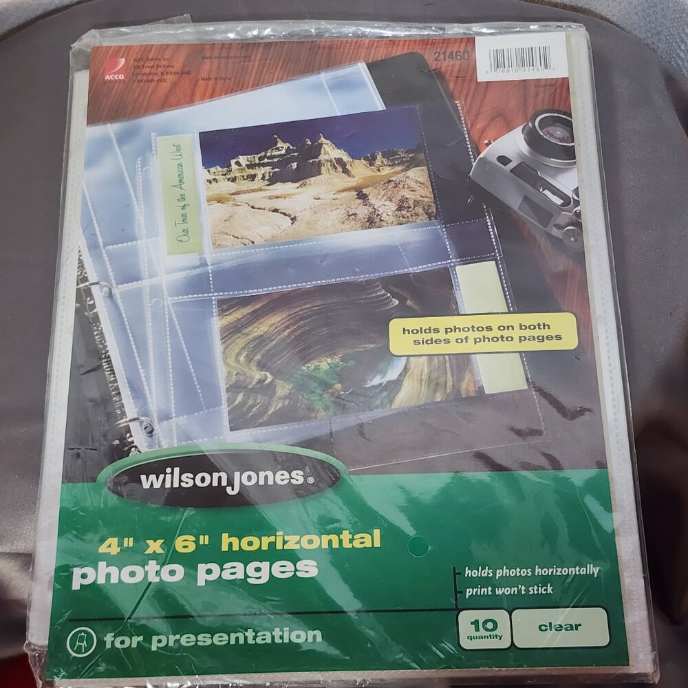 Wilson Jones 10pk Clear Two Sided 4x6 Horizontal Photo Pages for Presentation